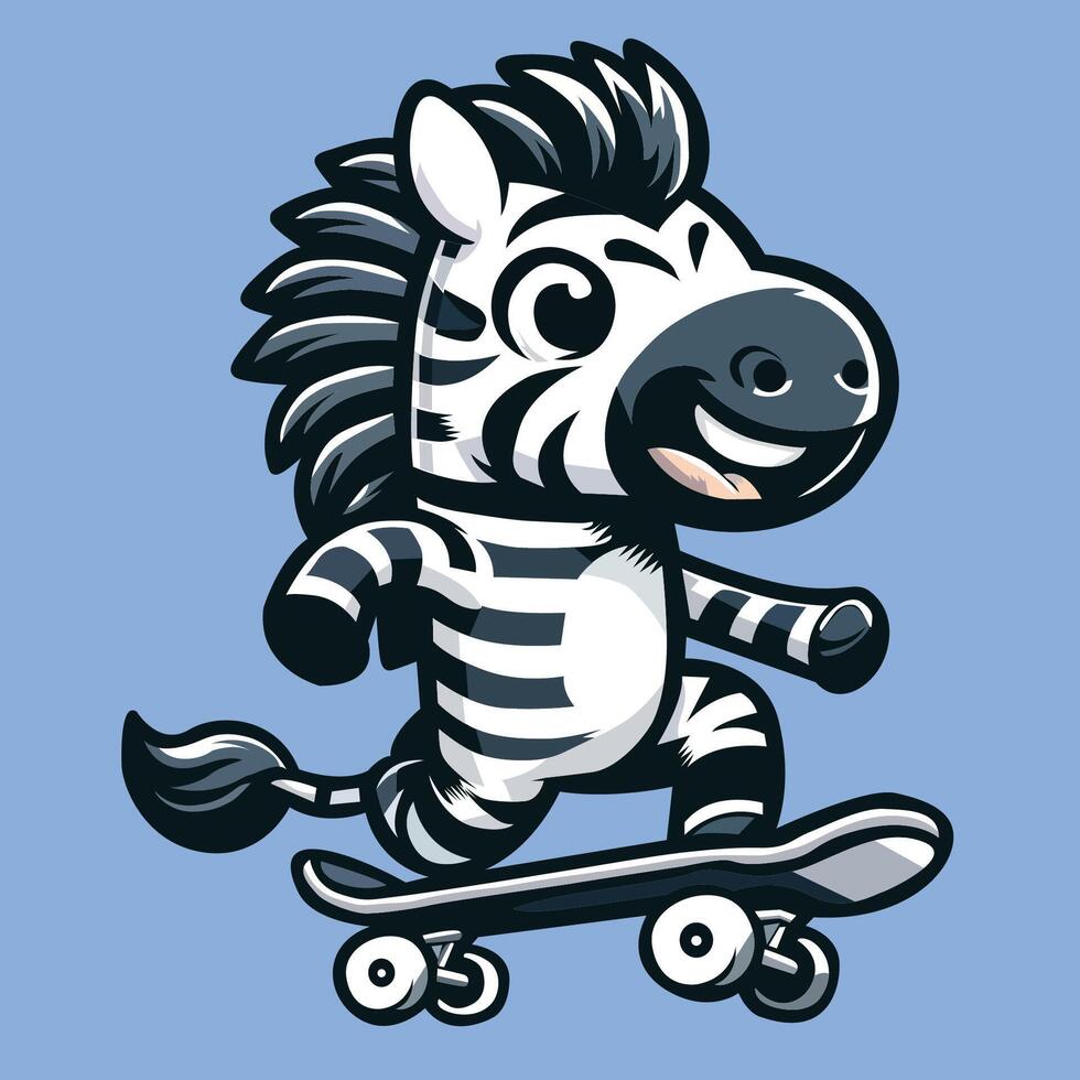 AI generated Zebra Riding Skateboard Vector Illustration
