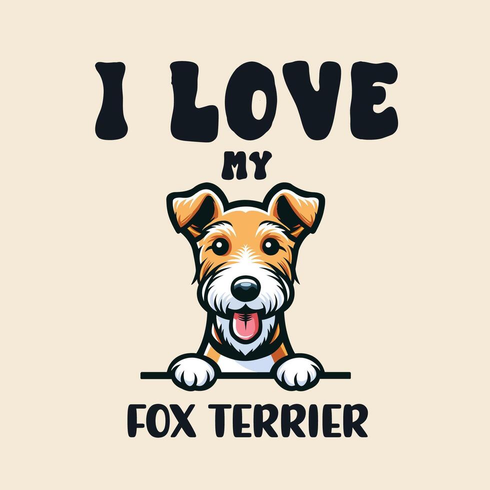 yo amor mi zorro terrier perro camiseta diseño vector