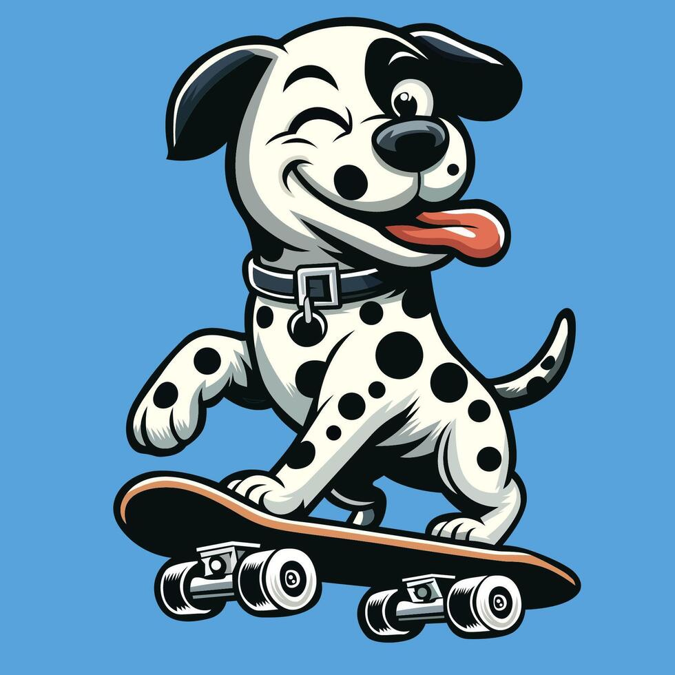 ai generado contento perro montando patineta vector ilustración