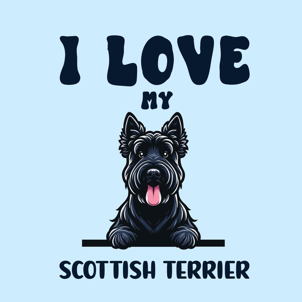 yo amor mi escocés terrier perro camiseta diseño vector