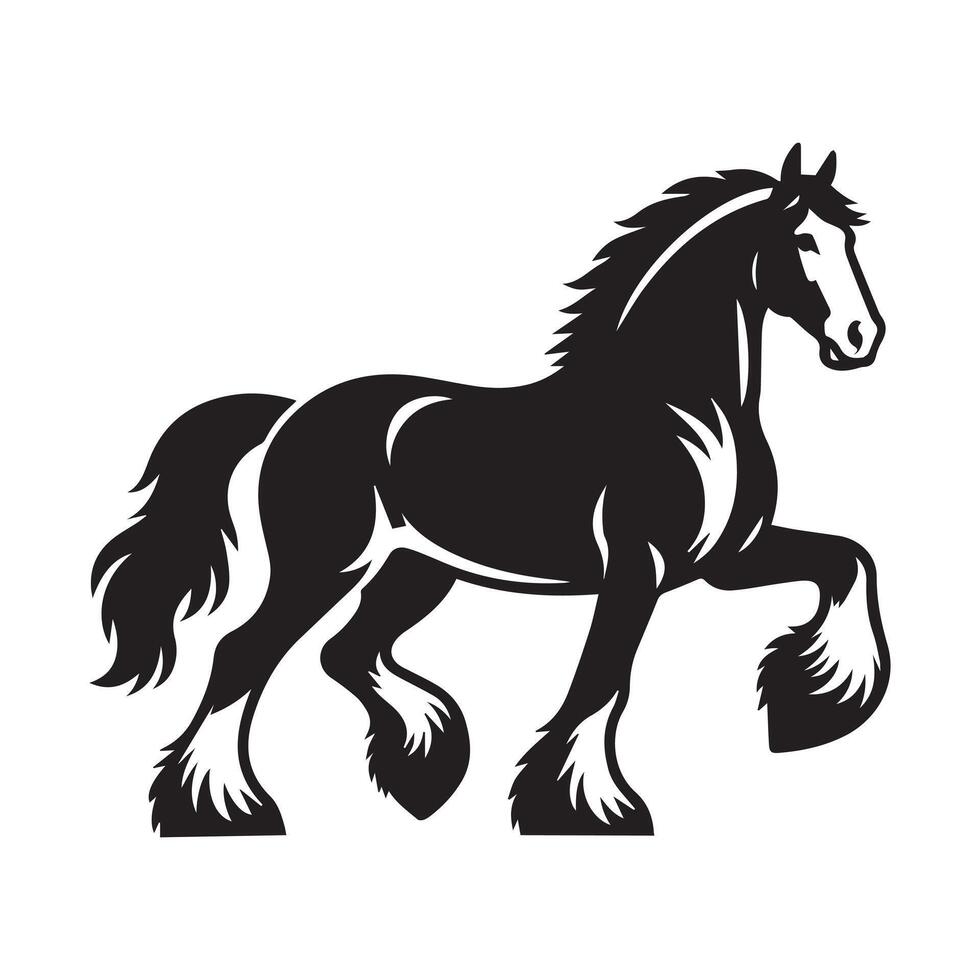 black and white horse Vector illustration