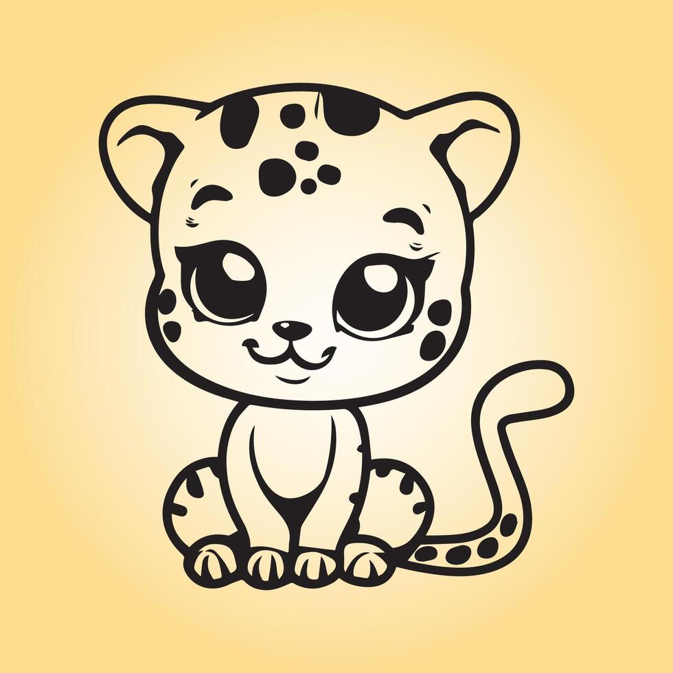 ai generado un leopardo dibujos animados vector ilustración es en un amarillo antecedentes