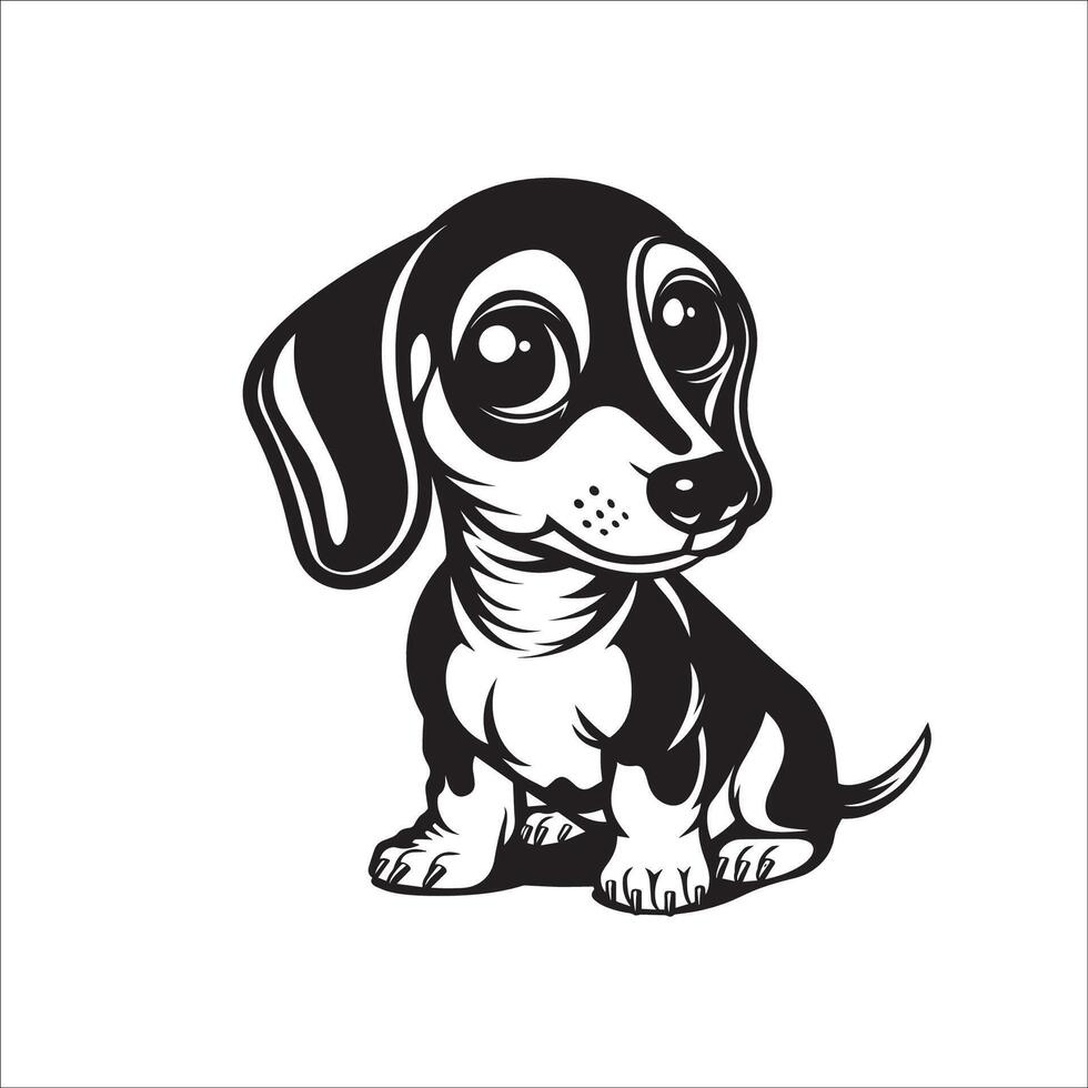 ai generado un vector ilustración de un negro y blanco perro tejonero perro sentado