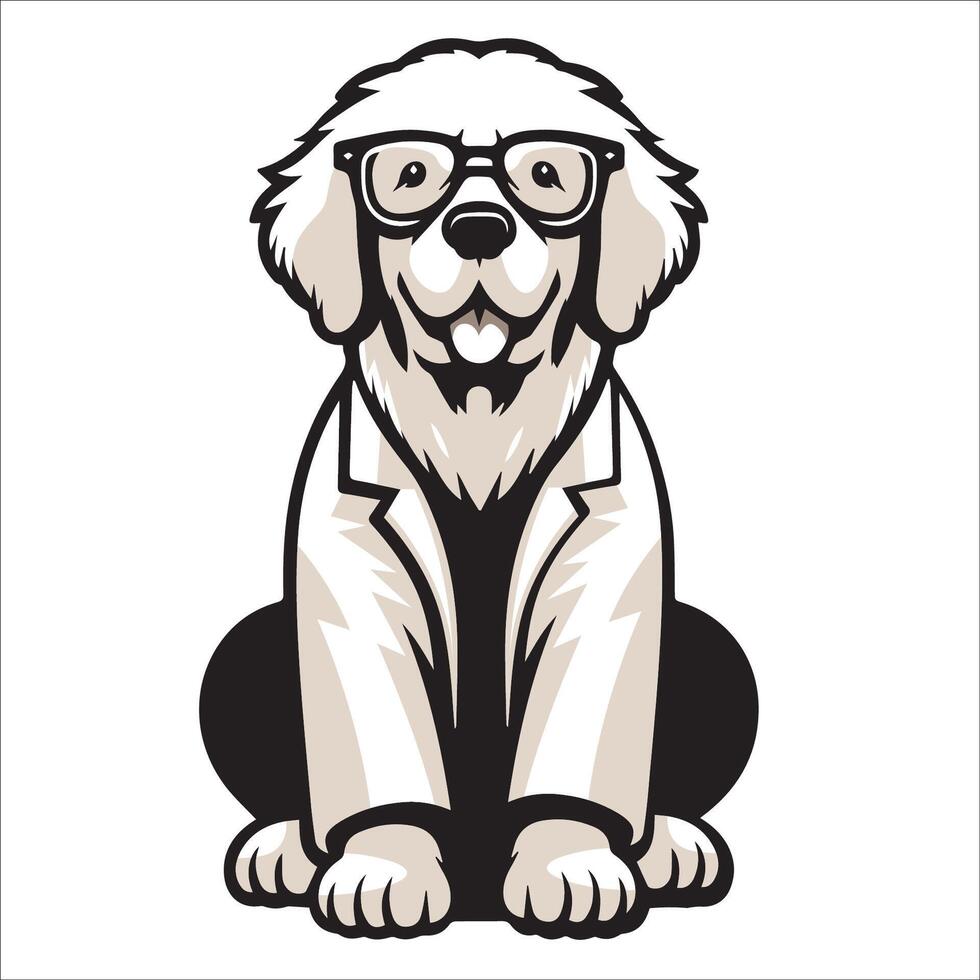 AI generated Newfoundland Dog Doctor sitting and looking up illustration vector