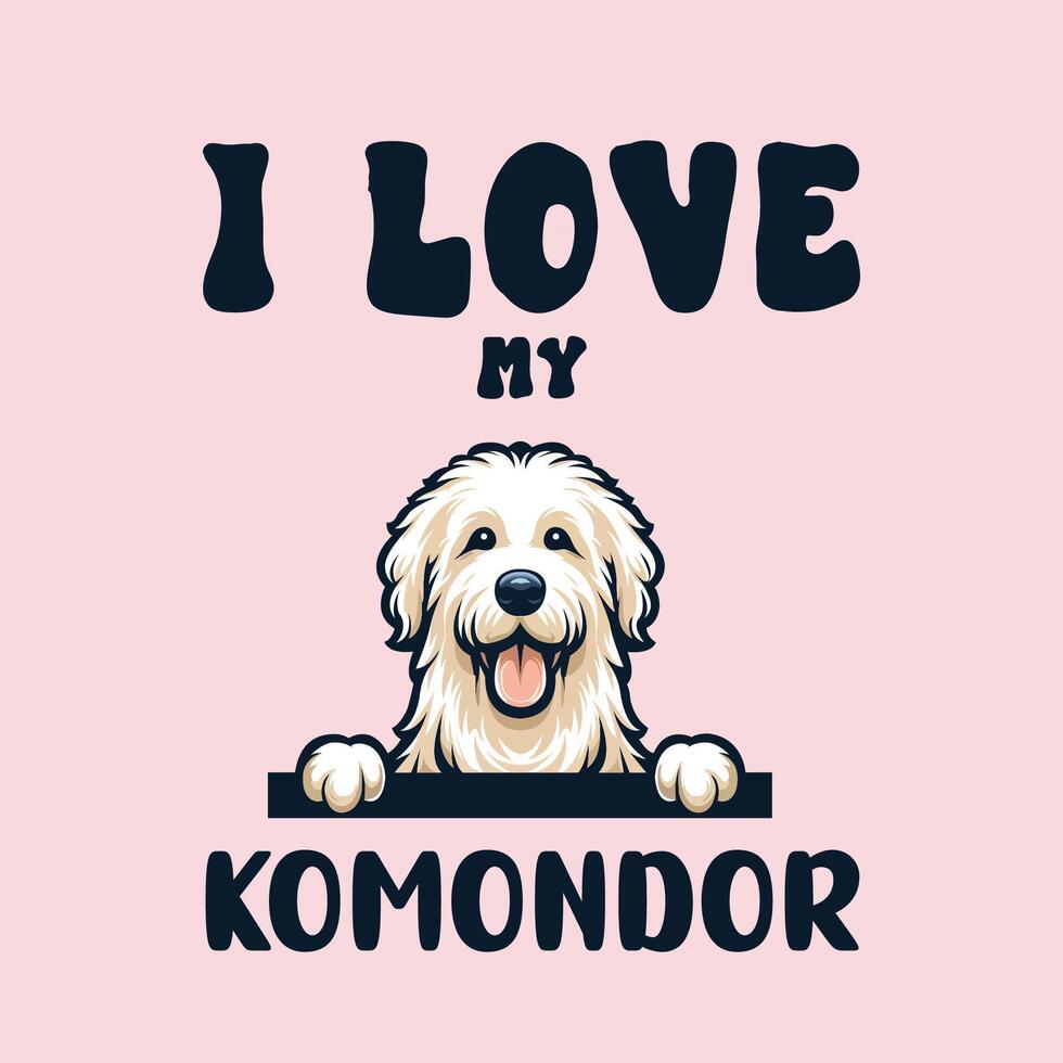 yo amor mi komondor perro camiseta diseño vector