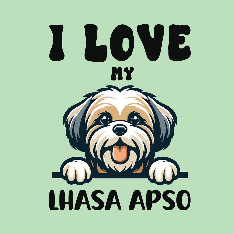 yo amor mi lhasa apso perro camiseta diseño vector