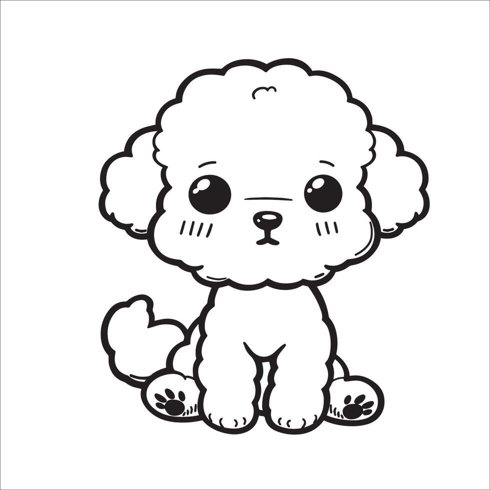 AI generated black and white Bichon Frise Dog Cartoon vector illustration