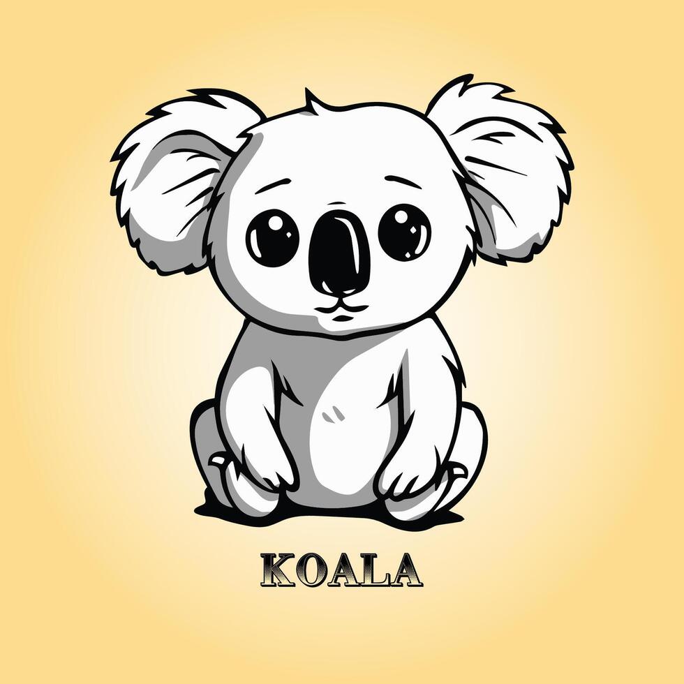 AI generated Koala Cartoon is a sitting vector illustration in black and white