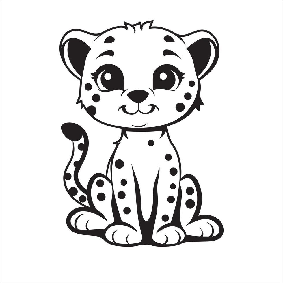 ai generado un vector ilustración de un negro y blanco leopardo sentado