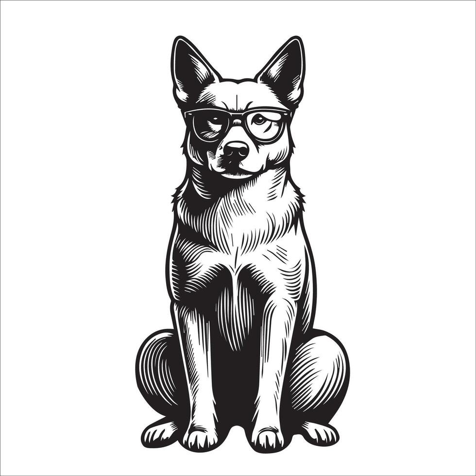 AI generated Australian Cattle Dog wearing sunglasses illustration vector