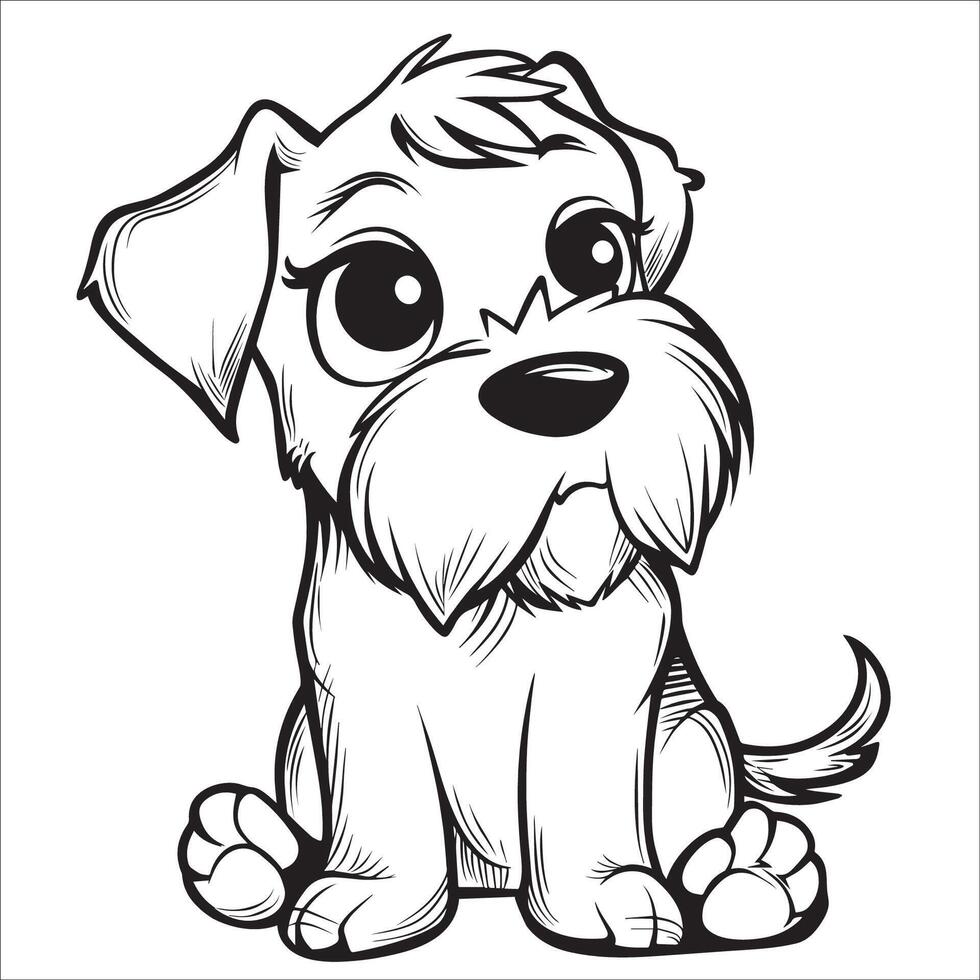 ai generado de pelo duro señalando grifón perro es un sentado vector ilustración en negro y blanco