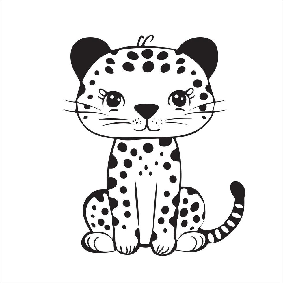 AI generated A vector illustration of a black and white Leopard sitting