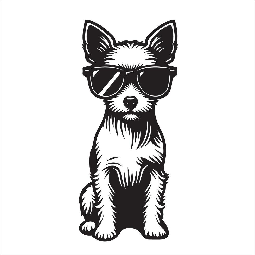 ai generado zorro terrier perro vistiendo Gafas de sol ilustración vector