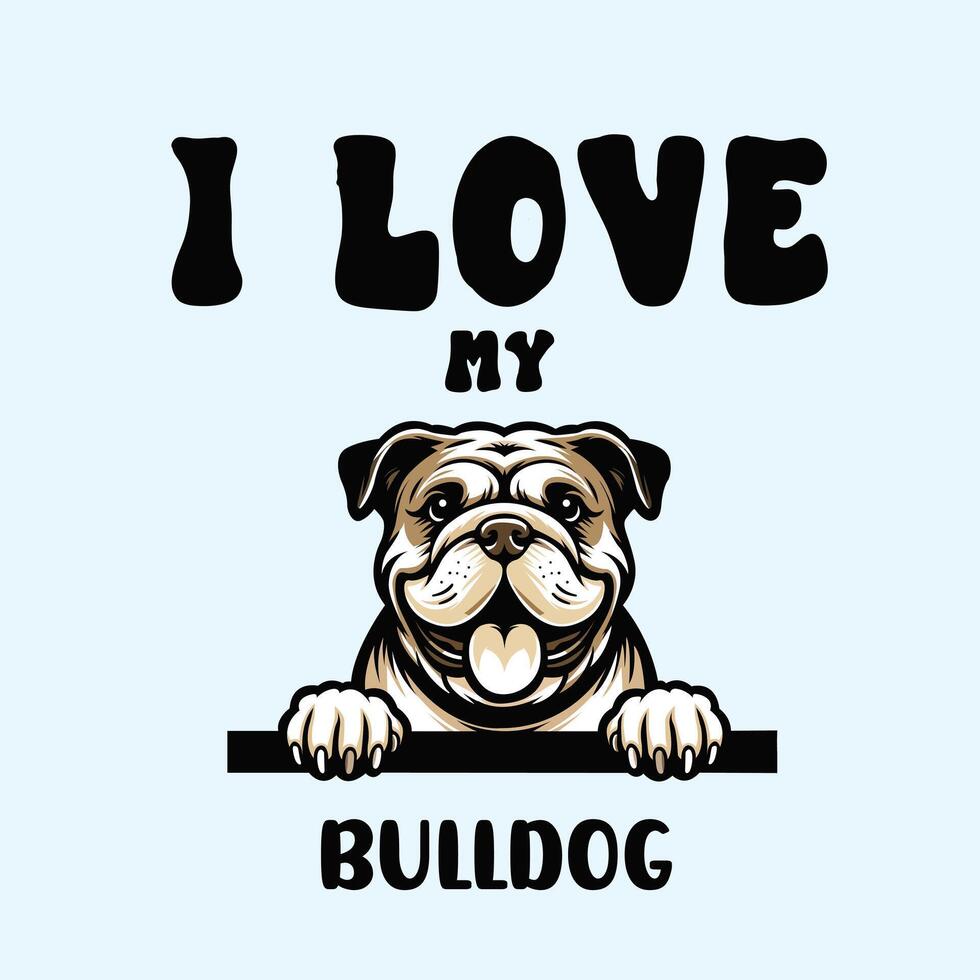 yo amor mi buldog perro camiseta diseño vector