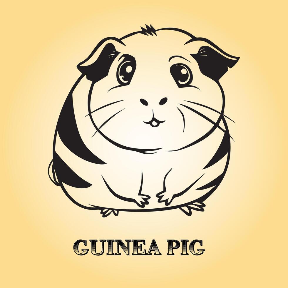 AI generated Guinea pig is a sitting vector illustration in black and white