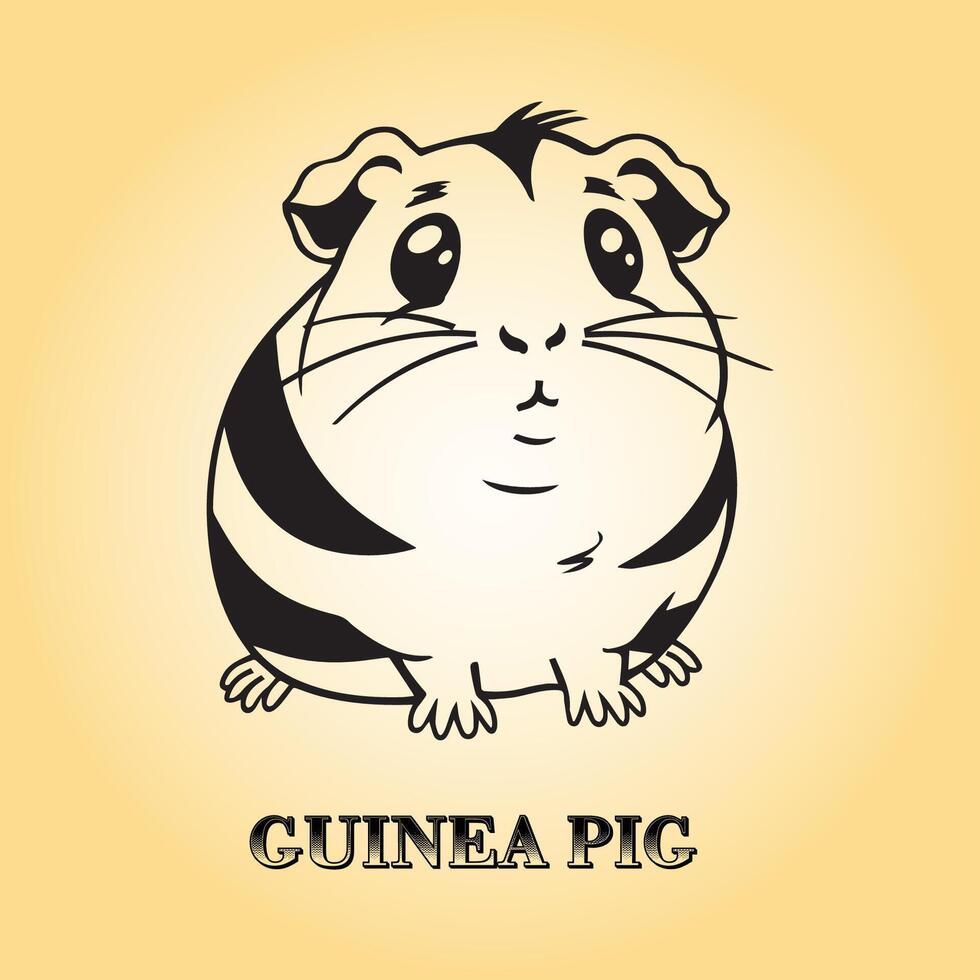 AI generated A Guinea pig Cartoon vector illustration is on a yellow background