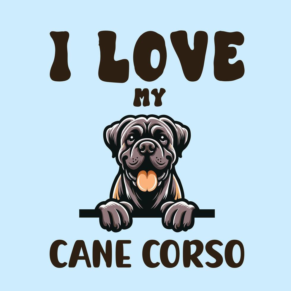 yo amor mi caña corso perro camiseta diseño vector