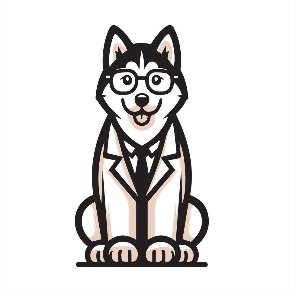 AI generated Siberian Husky Dog Doctor sitting and looking up illustration vector