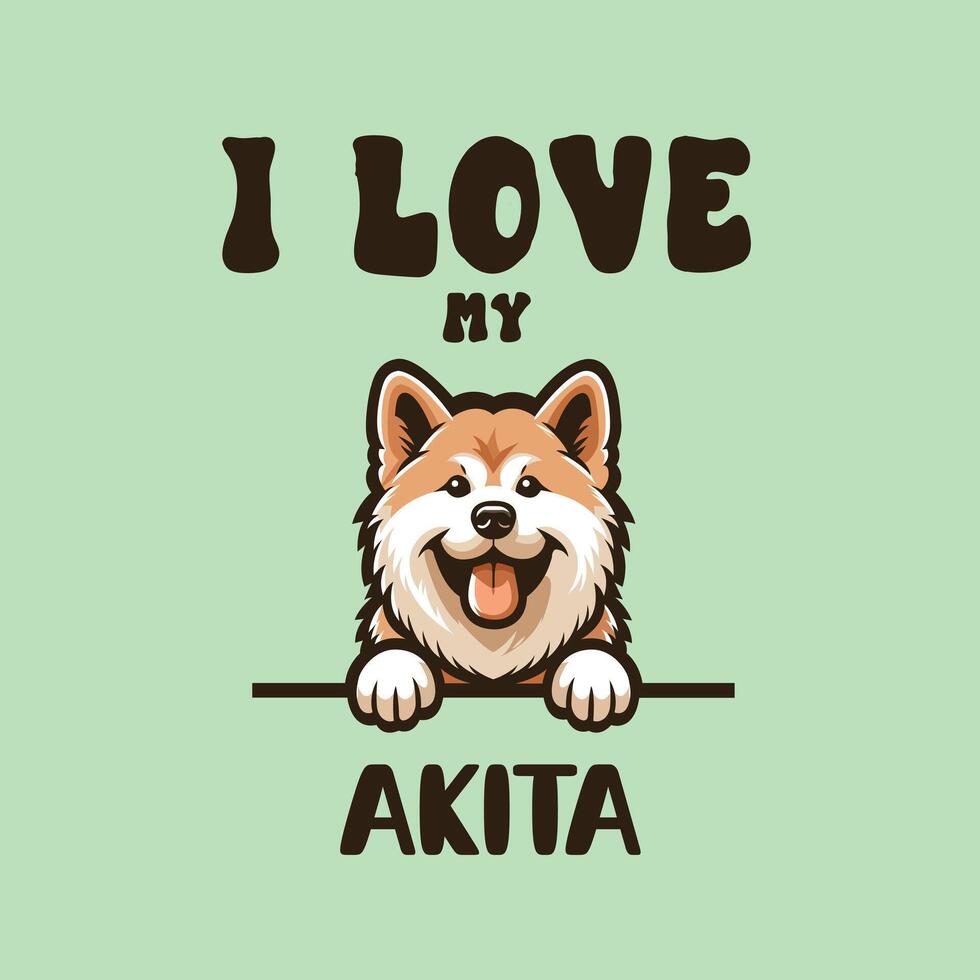 I love my Akita Dog T-shirt Design vector