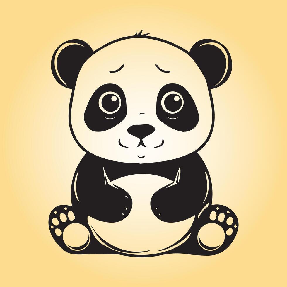 AI generated Giant Panda is a sitting vector illustration in black and white