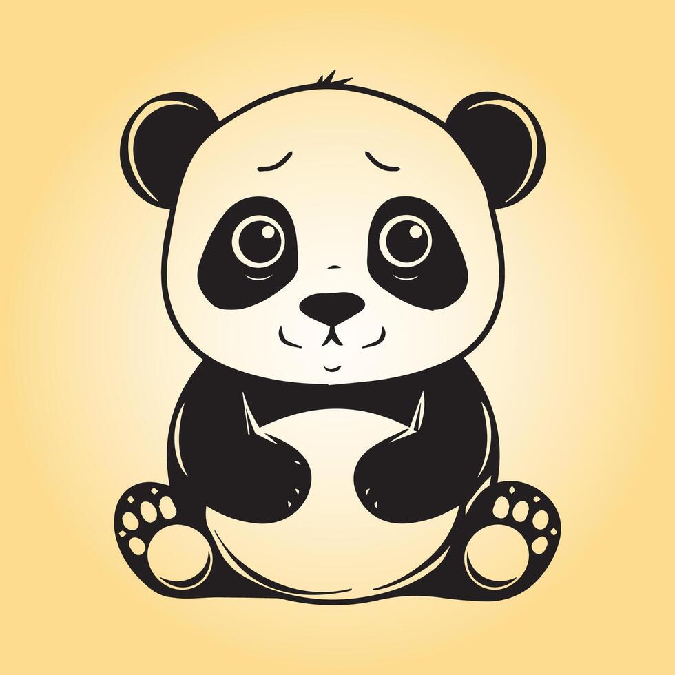 ai generado gigante panda es un sentado vector ilustración en negro y blanco