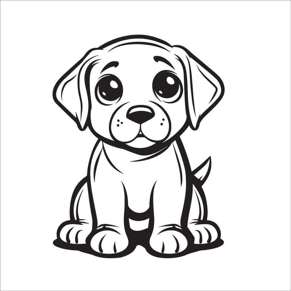 AI generated A vector illustration of a black and white Labrador Retriever dog sitting