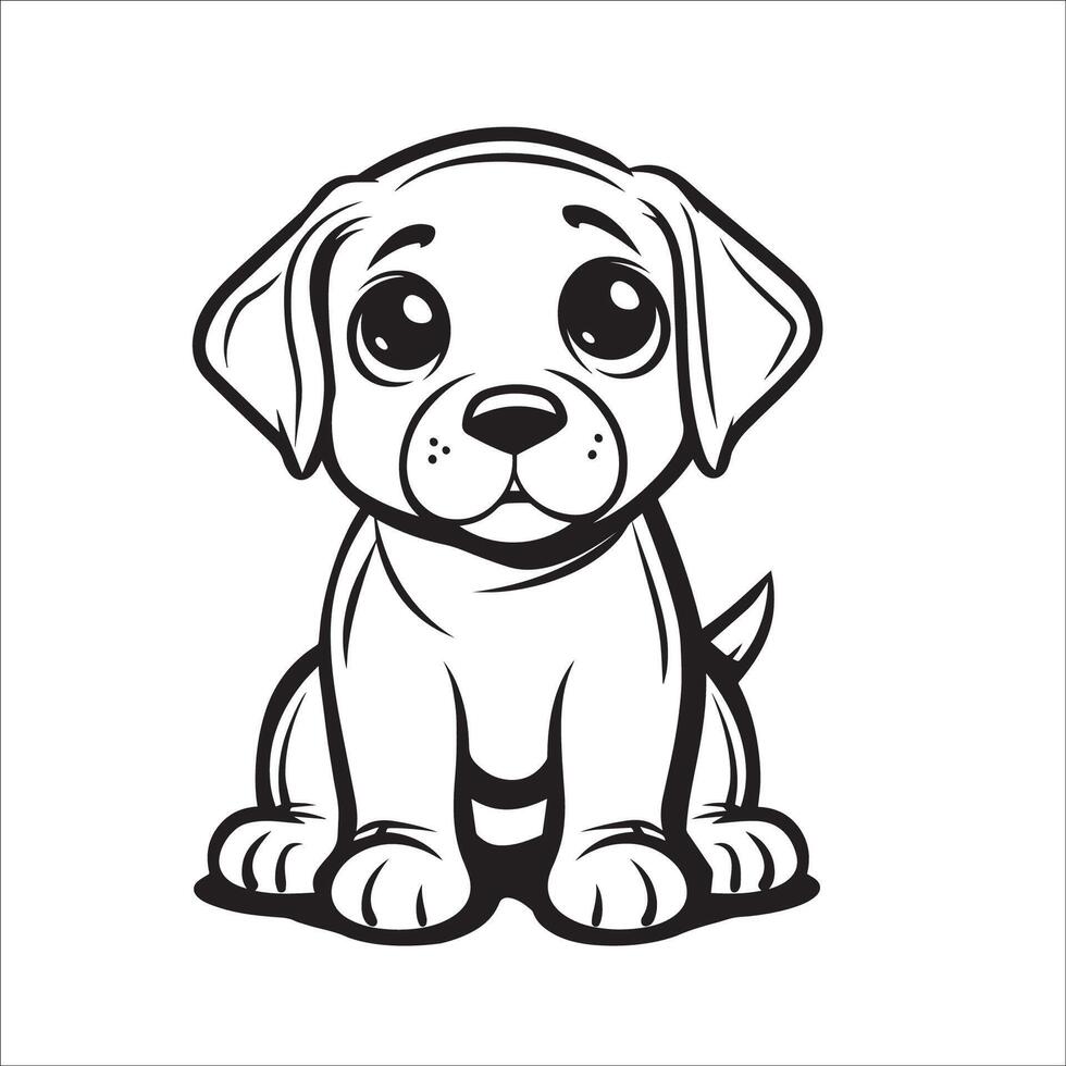 ai generado un vector ilustración de un negro y blanco Labrador perdiguero perro sentado