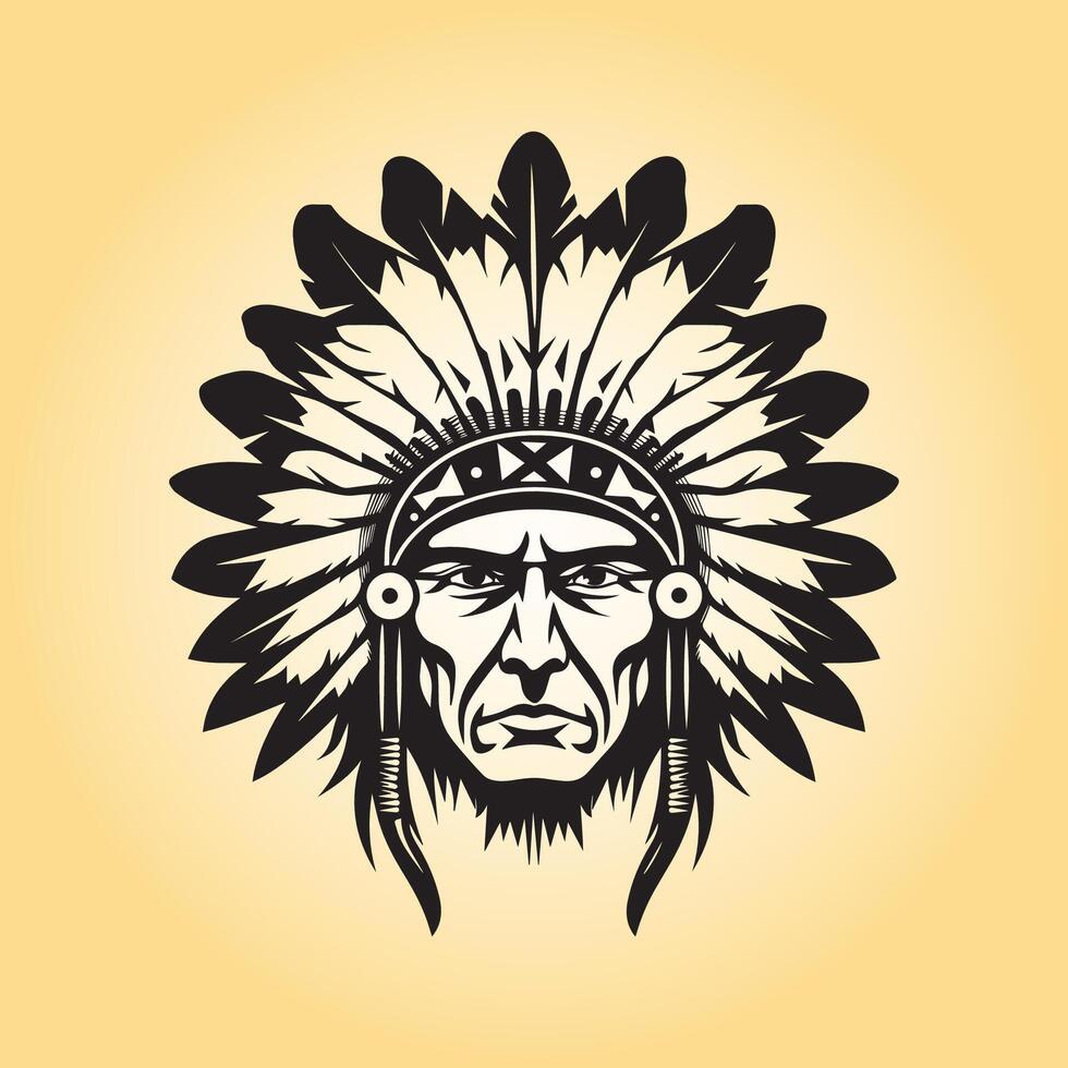 AI generated Native American head silhouette  vector illustration