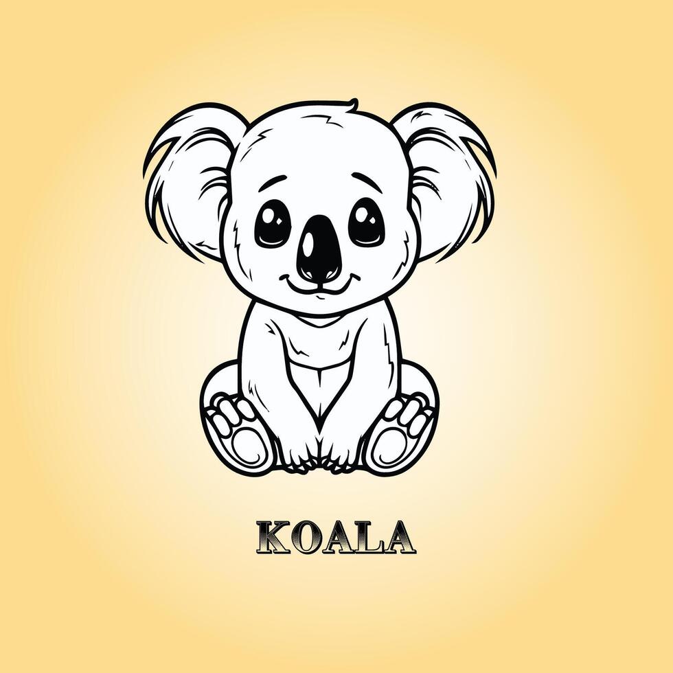 AI generated A koala Cartoon vector illustration is on a yellow background