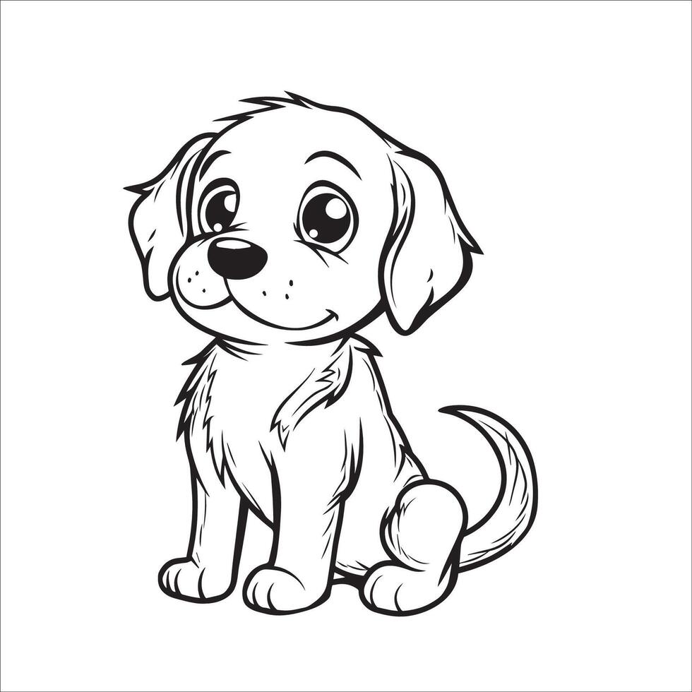 AI generated A vector illustration of a black and white Golden Retriever dog sitting