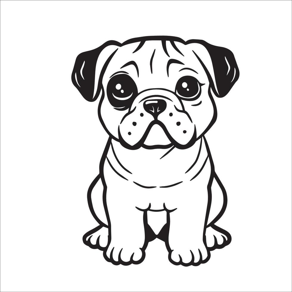 ai generado un vector ilustración de un negro y blanco Boxer perro sentado