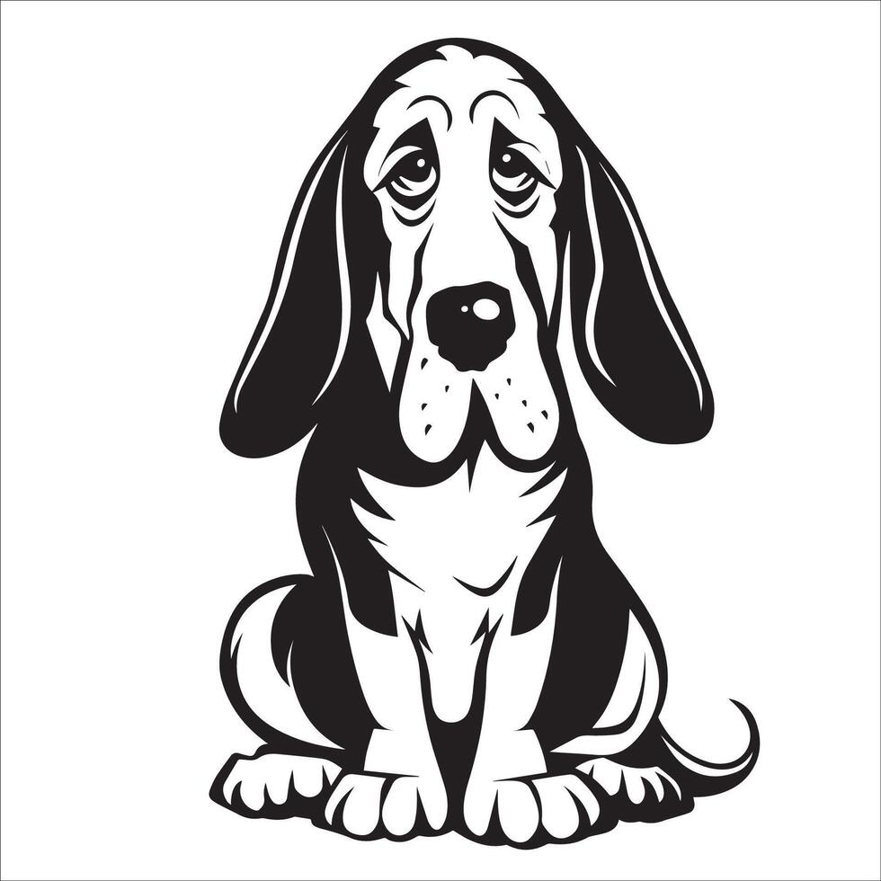 AI generated black and white Basset Hound Dog Cartoon vector illustration