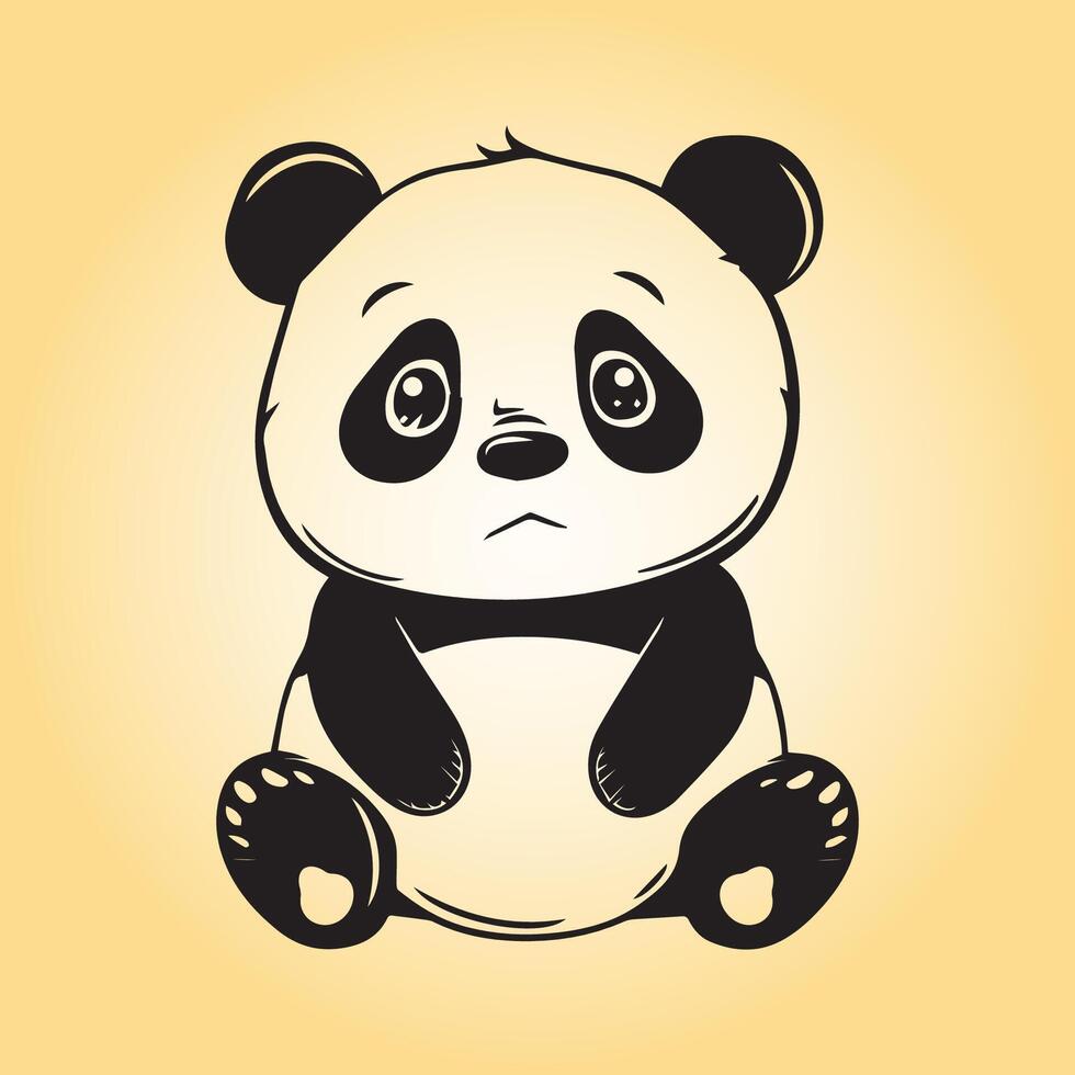 AI generated Giant Panda is a sitting vector illustration in black and white