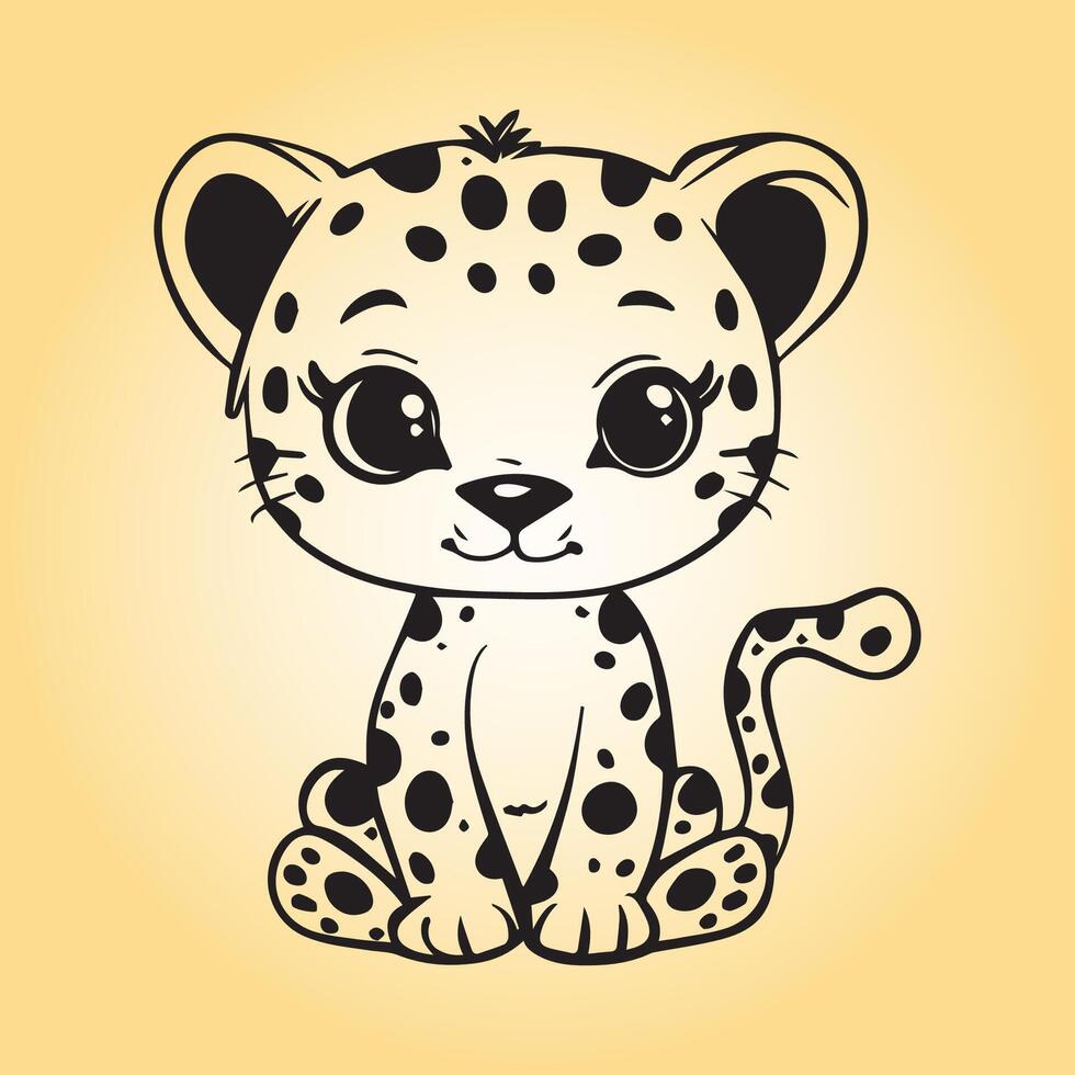 AI generated Leopard is a sitting vector illustration in black and white