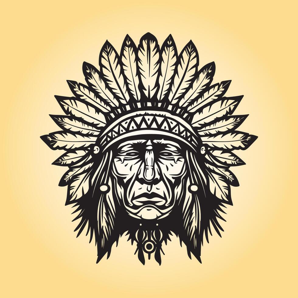 AI generated Native American vintage drawing illustration vector