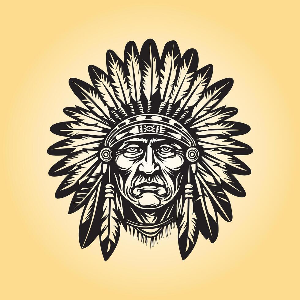AI generated Native American women face silhouette illustration vector
