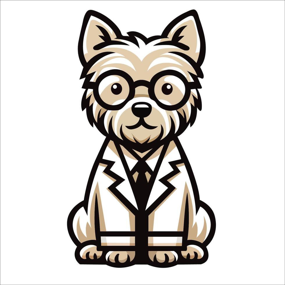 AI generated Cairn Terrier Dog Doctor sitting and looking up illustration vector