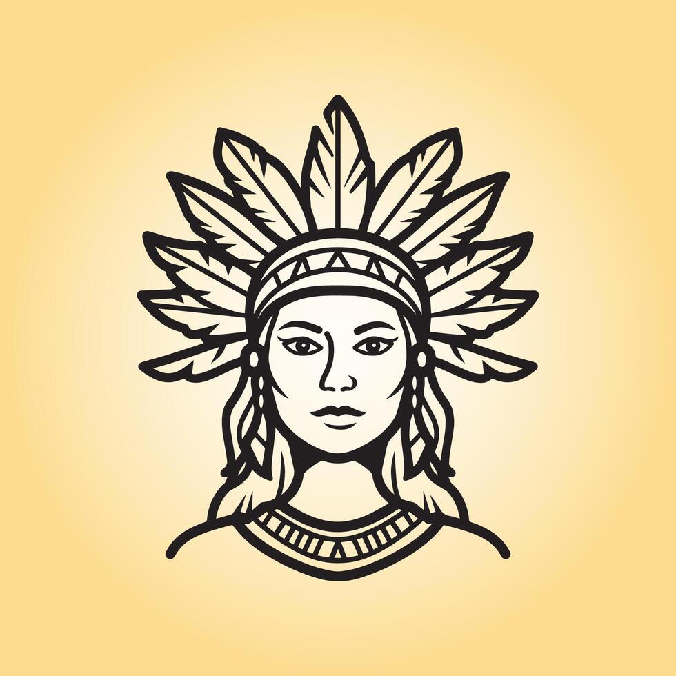 AI generated Native American head illustration vector