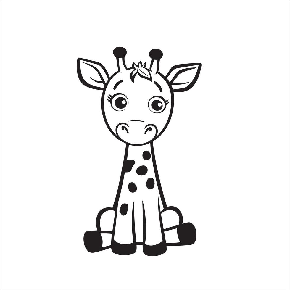 AI generated A vector illustration of a black and white Giraffe sitting