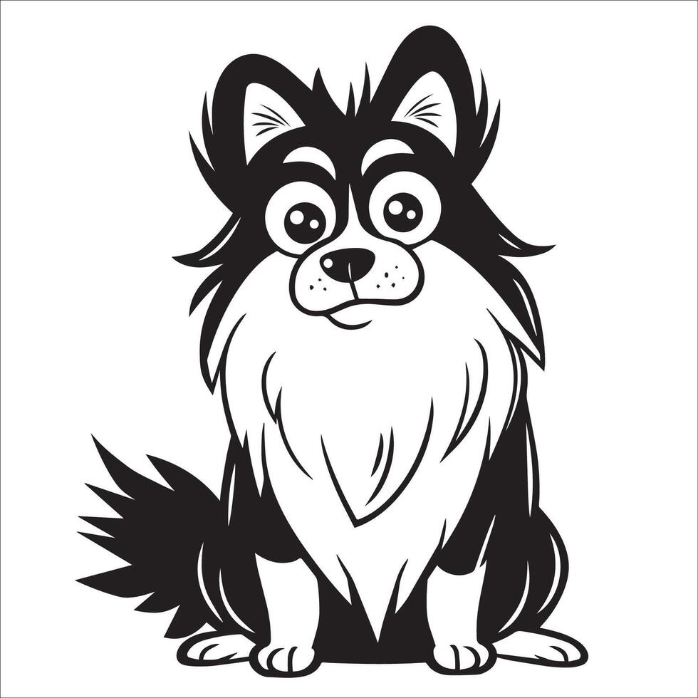 AI generated black and white Collie Dog Cartoon vector illustration