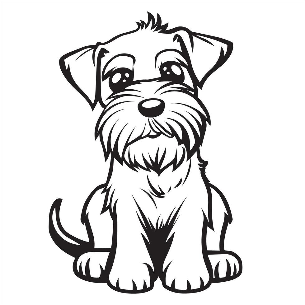 AI generated Soft-coated Wheaten Terrier Dog is a sitting vector illustration in black and white