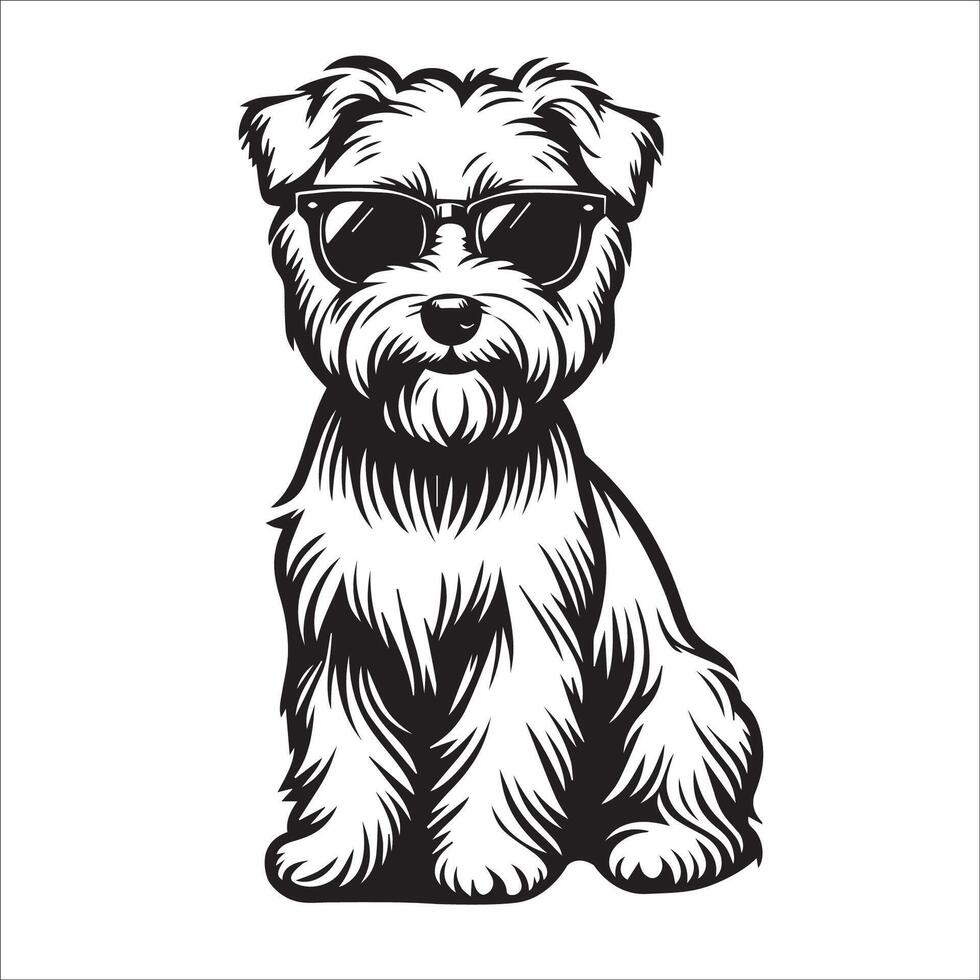 AI generated Dandie Dinmont Terrier Dog wearing sunglasses illustration vector