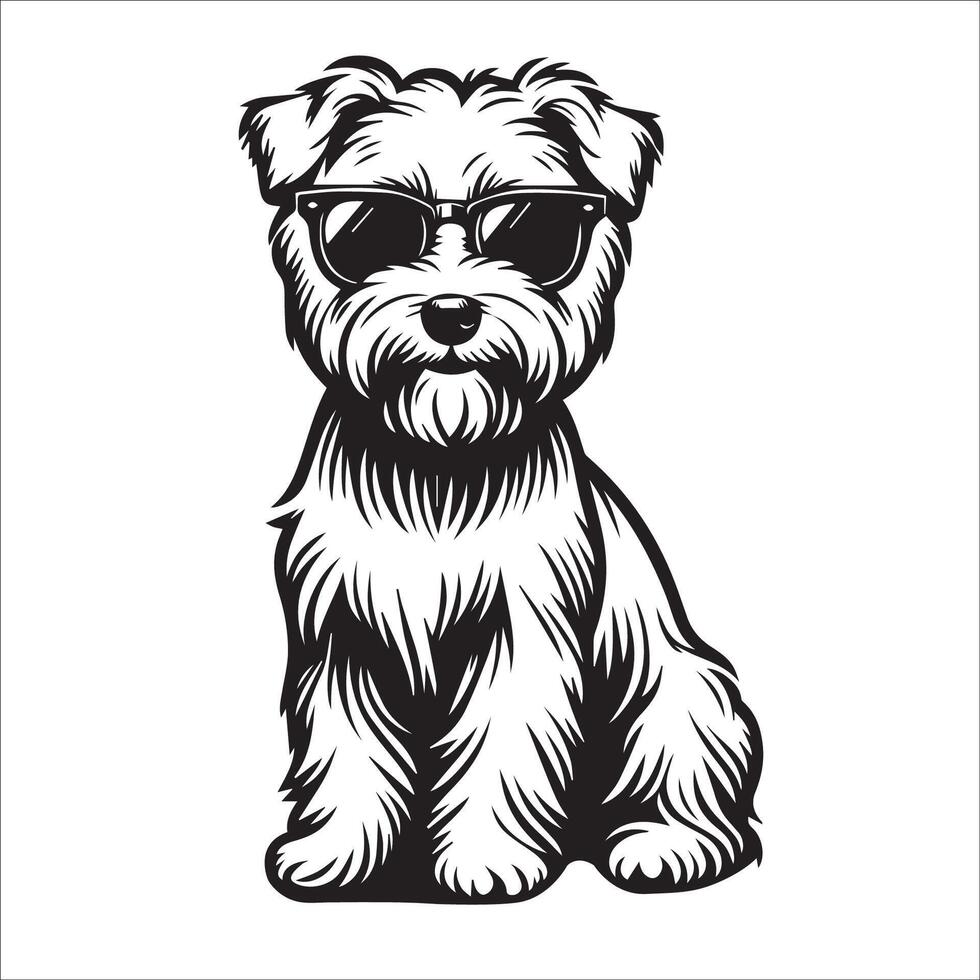 ai generado dandi dimont terrier perro vistiendo Gafas de sol ilustración vector