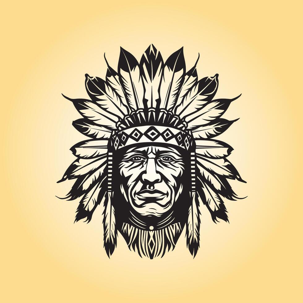 AI generated Native American vintage headdress vector illustration