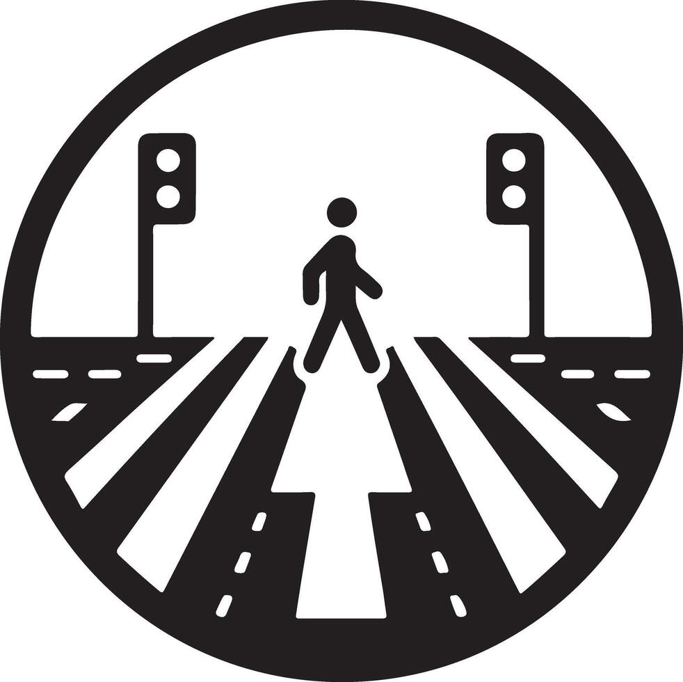 minimal Crosswalk icon vector, a man cross the road white background 12 vector