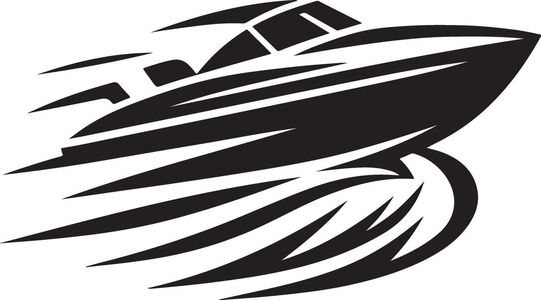 minimal speed boat vector logo concept icon, clipart, symbol, black color silhouette 3