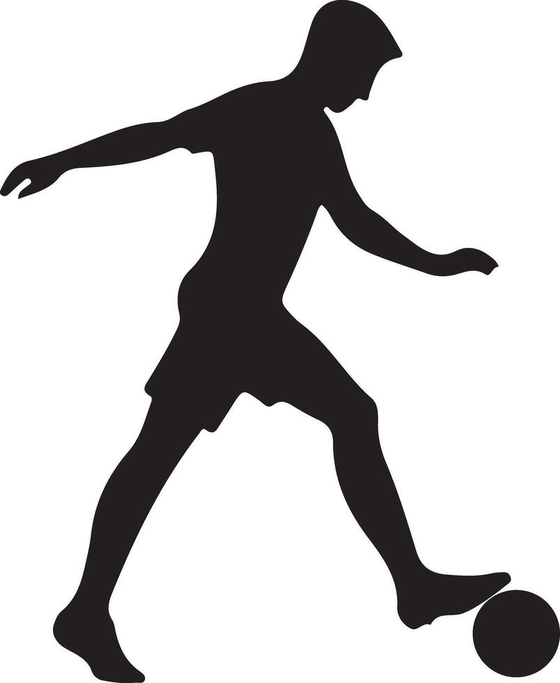 Soccer player pose vector icon in flat style black color silhouette, white background 34