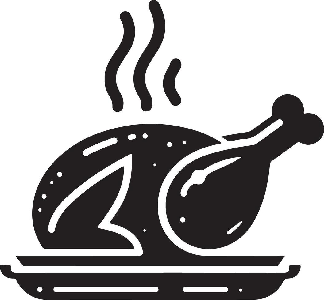 minimal chicken Roast masala icon, symbol, black color silhouette, white background 3 vector
