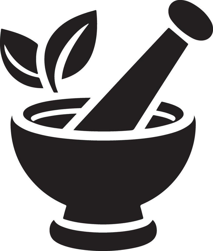 minimal Mortar and pestle icon symbol, flat illustration, white background 5 vector