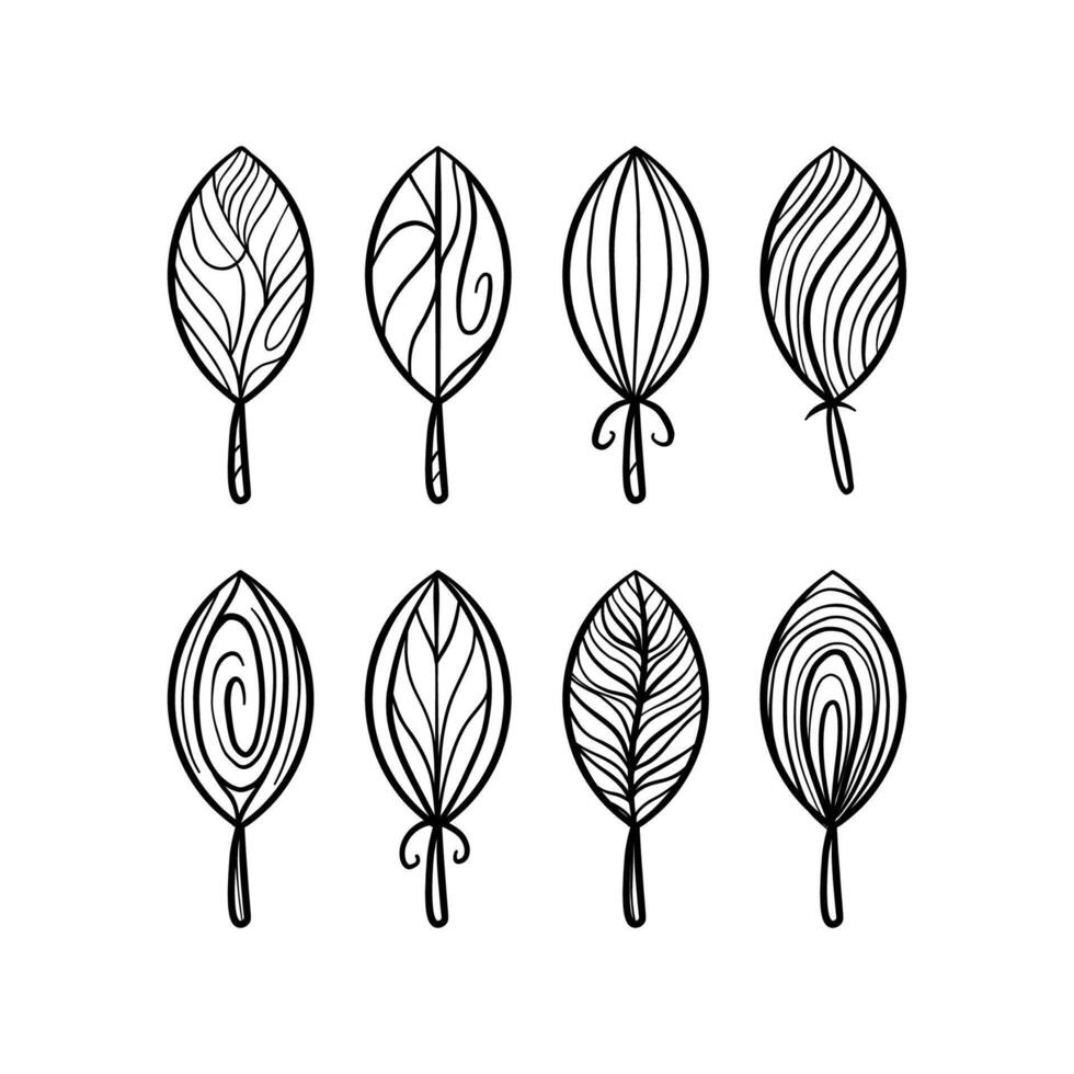 doodle leaf with abstract pattern vector hand drawn collection